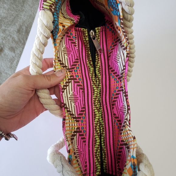 Casual Summer Beach Women Bag Lunch bag High Quality Canvas Striped - Picture 10 of 11